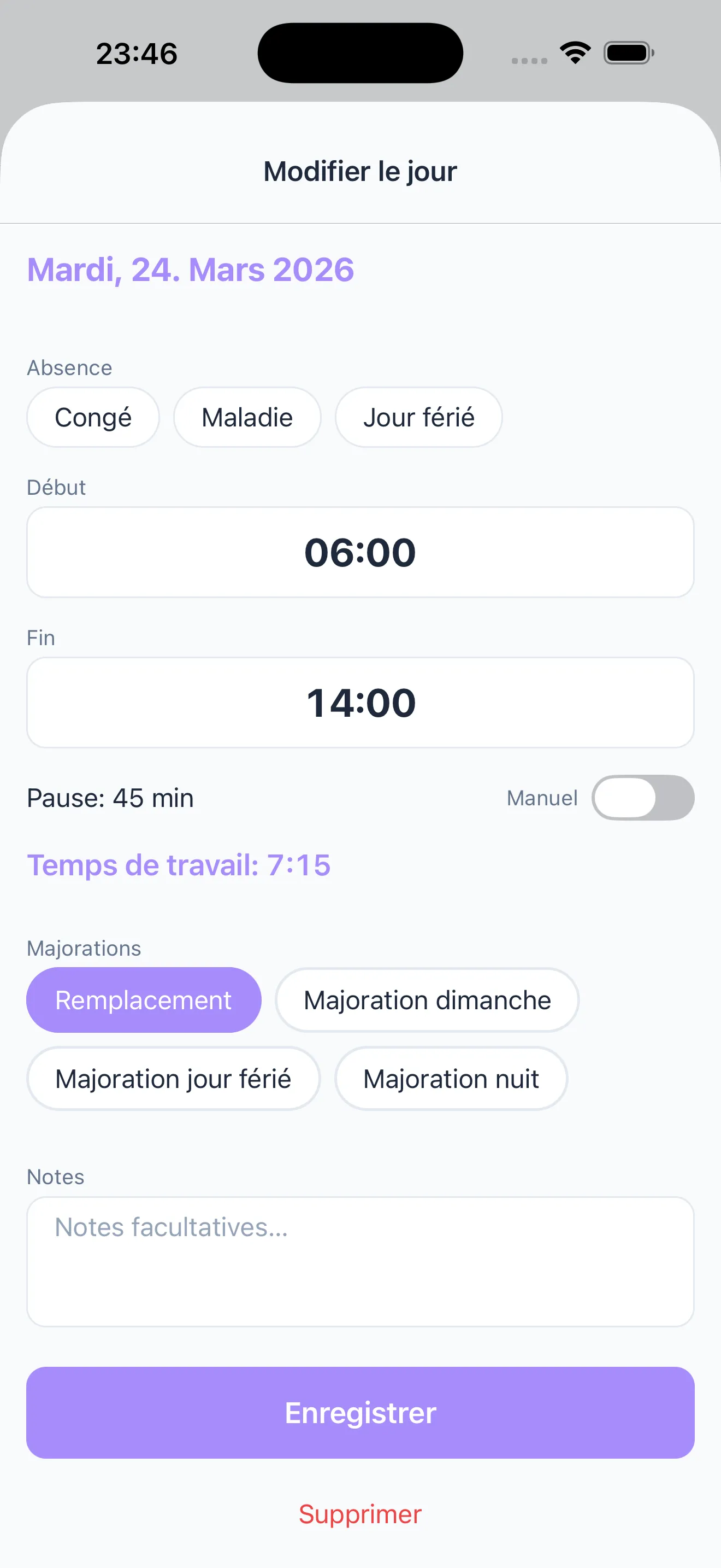 Primes et remplacements