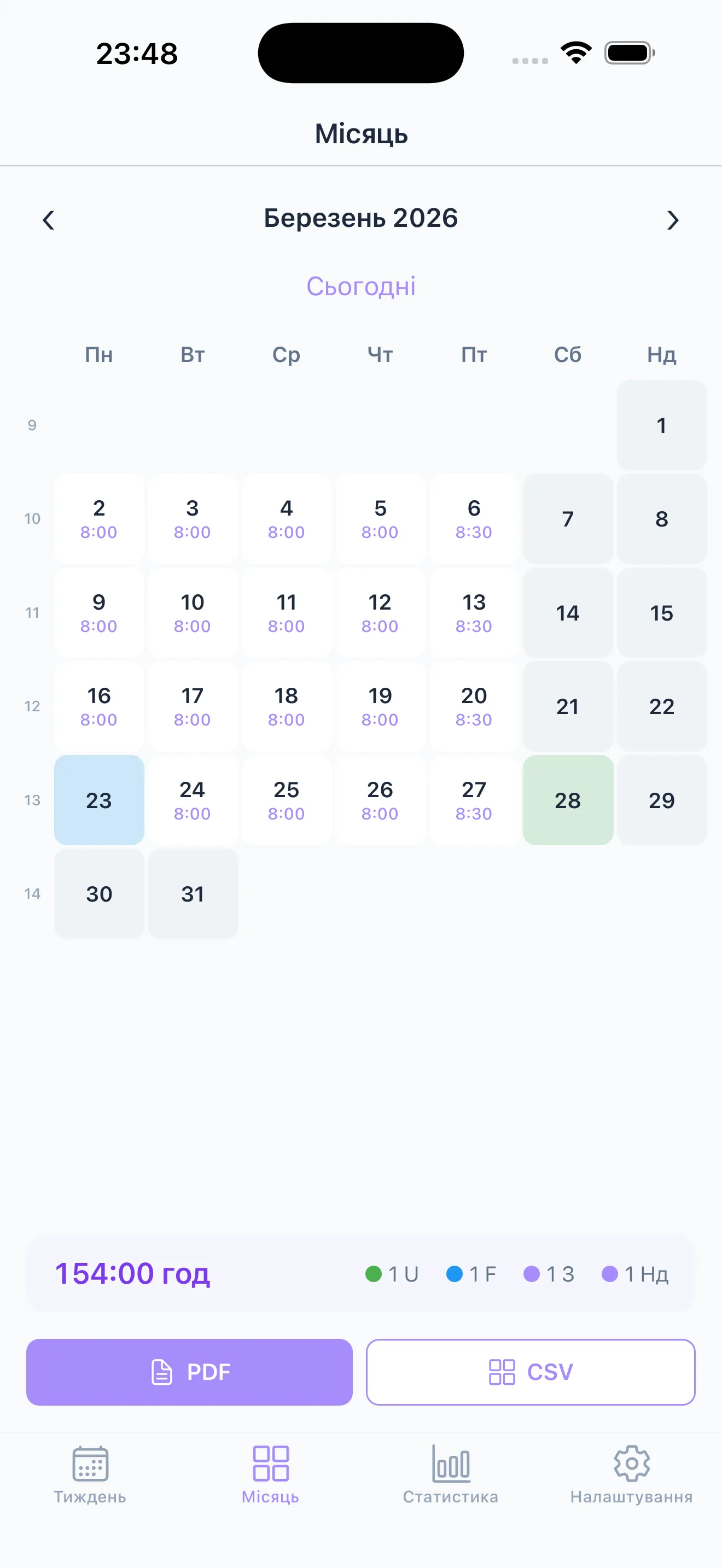 Табель робочого часу. У PDF.