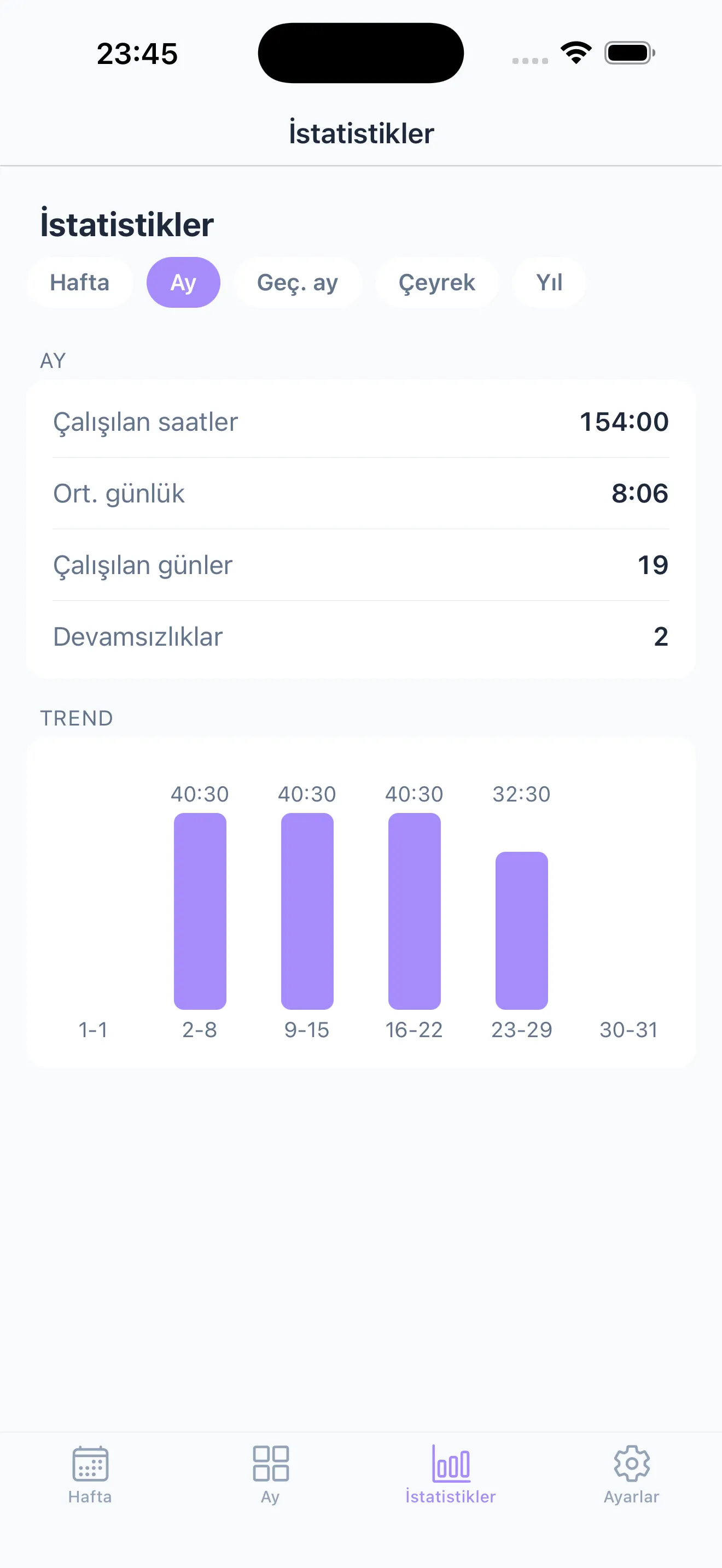 İstatistik paneli